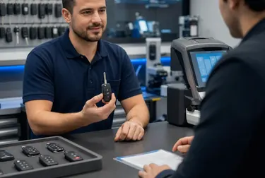 Chaveiro confeccionando uma chave codificada em Simões Filho, BA.