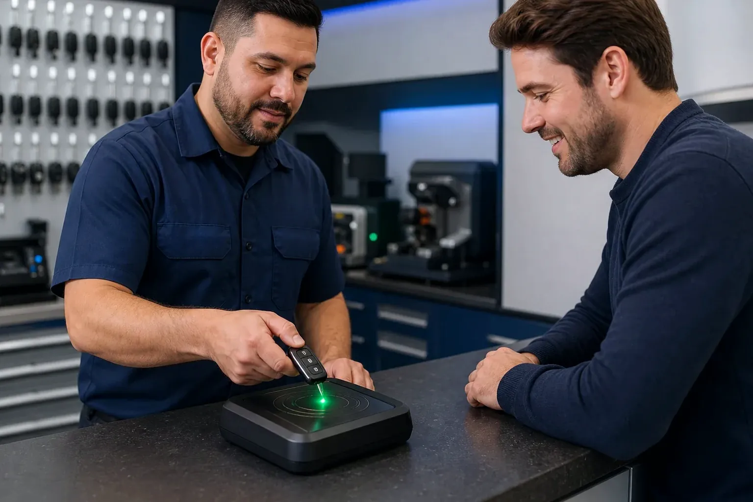 Chaveiro programando um controle remoto em Simões Filho, BA.